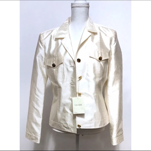 Escada Jackets & Blazers - Escada Women’s Ivory Jacket Blazer Gold Buttons 8